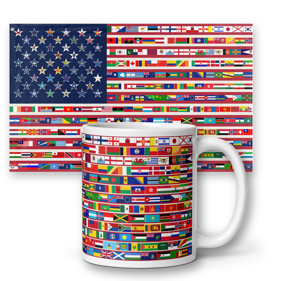 We Are America Keepsake Set: Flag 3x5 + Mug 11 oz