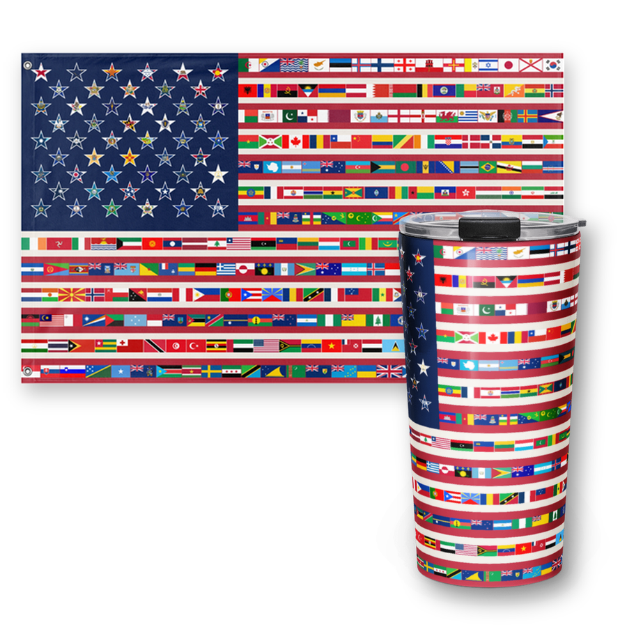 We Are America Keepsake Set: Flag 3x5 + Tumbler 20 oz